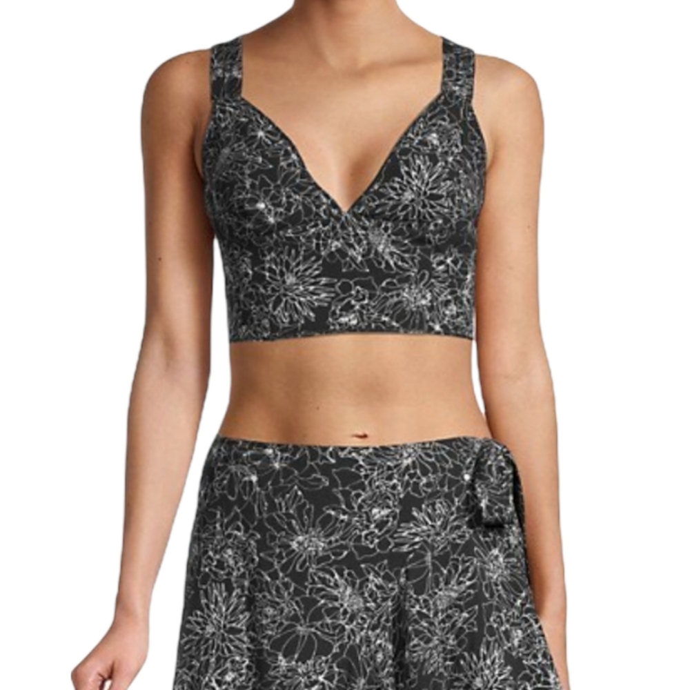 AMUR Linear Floral Crop Top Size L NWT